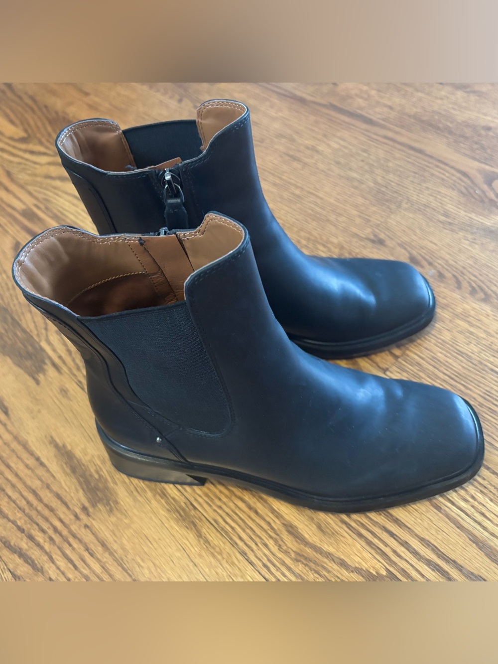 Franco Sarto Black Leather Chelsea Booties 7
